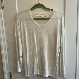 CAbi Cream Long Sleeve V-Neck Shirt